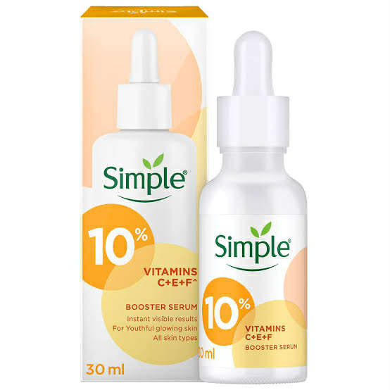 Simple Serum With 10% Vitamin C+E+F 30ml | For Youthful Glowing Skin & Instant Visible Results | For All Skin Types